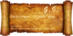 Geiringer Ifigénia névjegykártya